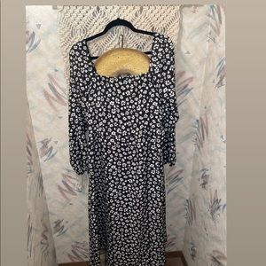 Floral off shoulder slit dress